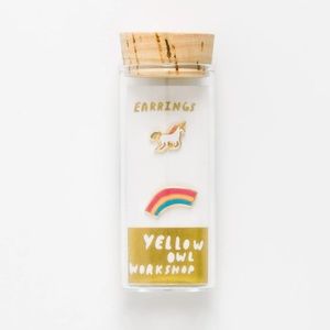 Yellow Owl Mismatched Unicorn Rainbow Earrings